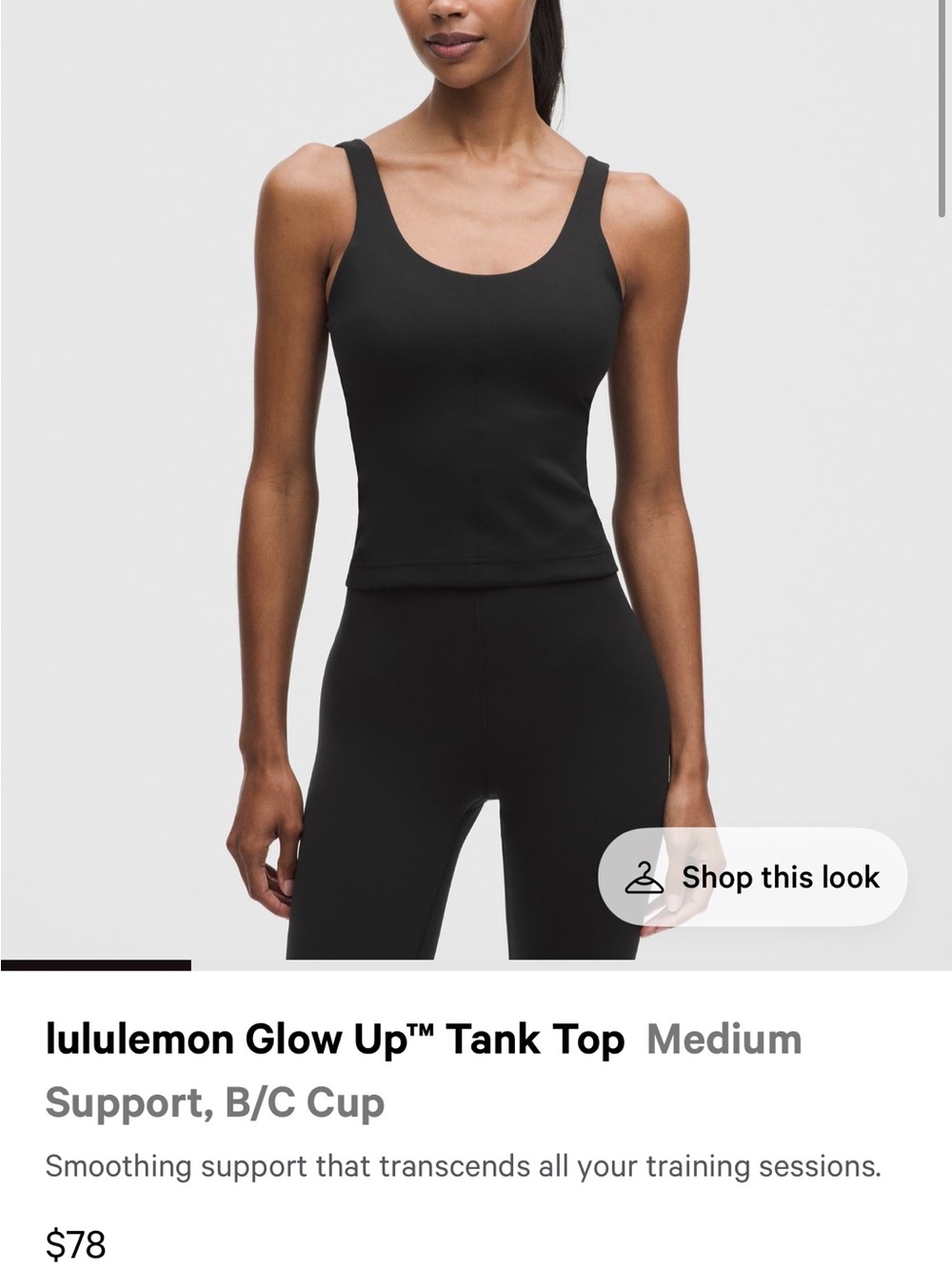 lululemon athletica Black Scoop-Neck Support Tank